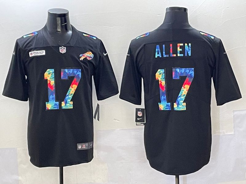 Men 2025 Buffalo Bills 17 Allen Black Rainbow Nike Limited NFL Jersey style 4